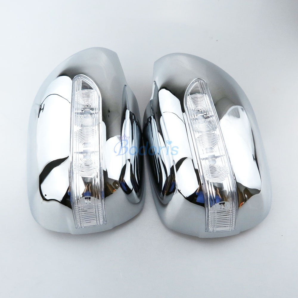 Door Mirror Cover Side Rear View Overlay With LED Lamp Chrome 2003-2009 For Toyota Land Cruiser 120 Prado FJ120 Accessories