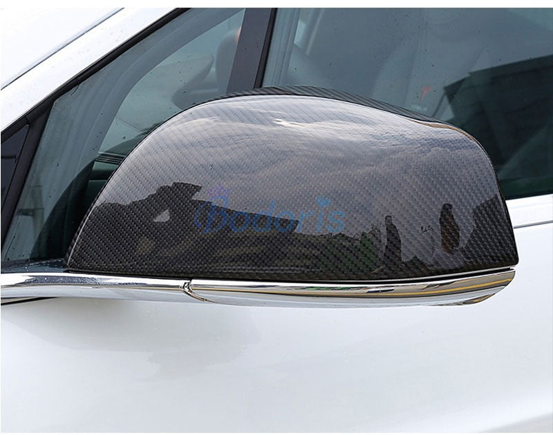For Tesla Model X 2016 2017 2018 Carbon Fiber Side Mirror Cover Rear View Overlay Frame Rearview Panel Car Styling Accessories
