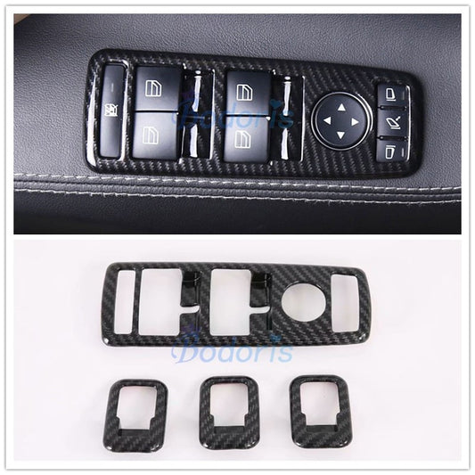 For LHD Tesla Model X 2016 2017 2018 Carbon Fiber Color Interior Window Glass Switch Overlay Frame Trim Car Styling Accessories