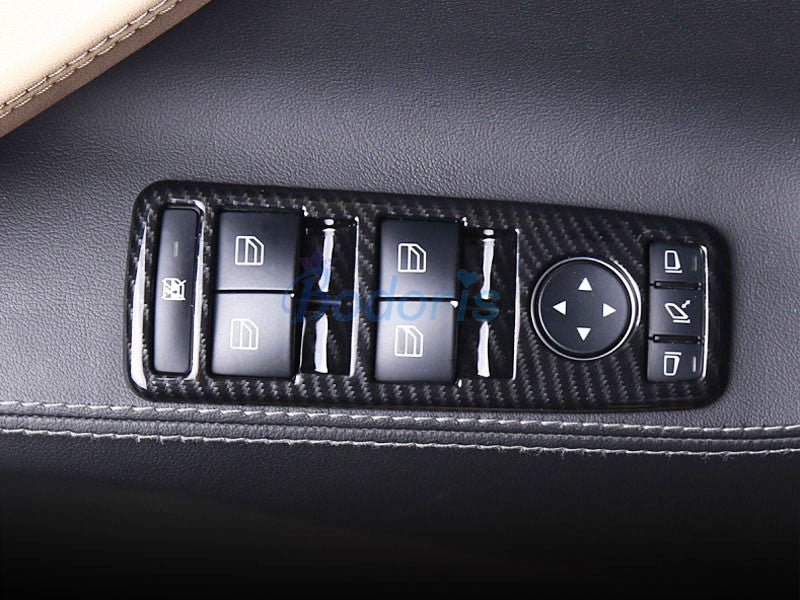 For LHD Tesla Model X 2016 2017 2018 Carbon Fiber Color Interior Window Glass Switch Overlay Frame Trim Car Styling Accessories