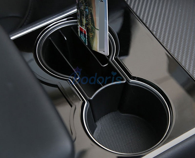 For Tesla Model 3 2017 2018 2019 Front Water Cup Holder Storage Box Armrest Console Organizer Tray Car Styling Accessories