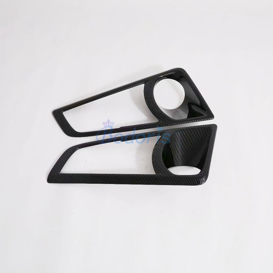 For Toyota Hiace 2019 Carbon Fiber Color Front Fog Lamp Cover Light Overlay Foglight Frame Chrome Car Styling Accessories