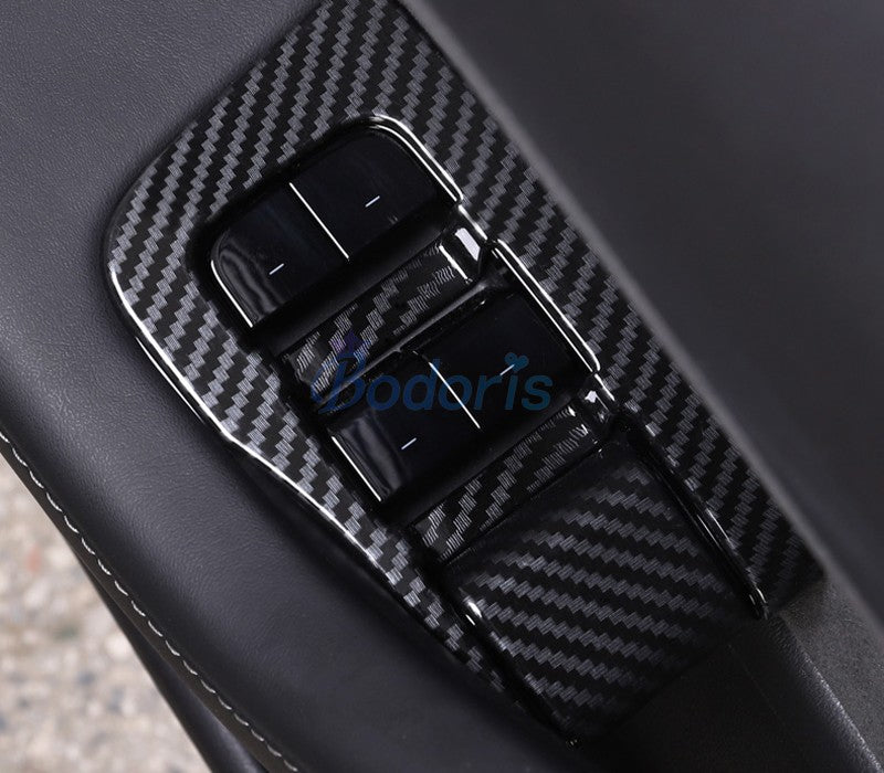 For LHD Tesla Model 3 2017 2018 2019 Carbon Fiber Color Interior Window Glass Switch Button Trim Cover Car Styling Accessories