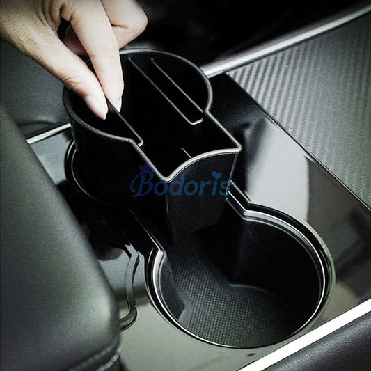 For Tesla Model 3 2017 2018 2019 Front Water Cup Holder Storage Box Armrest Console Organizer Tray Car Styling Accessories