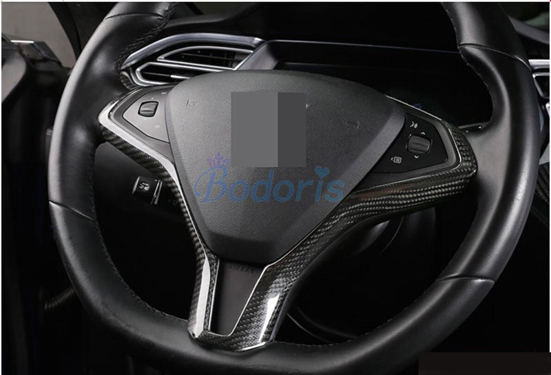 For Tesla Model X S 2016 2017 2018 Carbon Fiber Color Interior Steering Wheel Trim Overlay Frame Trim Car Styling Accessories