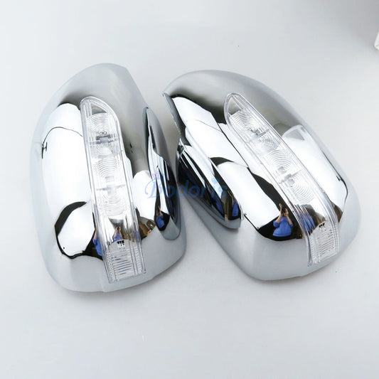 Door Mirror Cover Side Rear View Overlay With LED Lamp Chrome 2003-2009 For Toyota Land Cruiser 120 Prado FJ120 Accessories