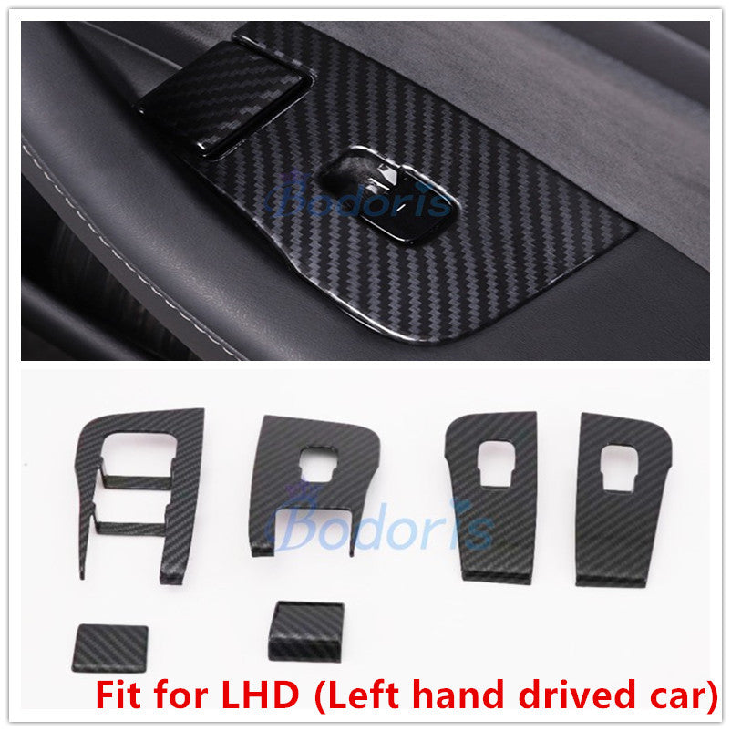 For Tesla Model 3 2017 2018 2019 Carbon Fiber Color Interior Armrest Holder Switch Trim Panel Cover Car Styling Accessories