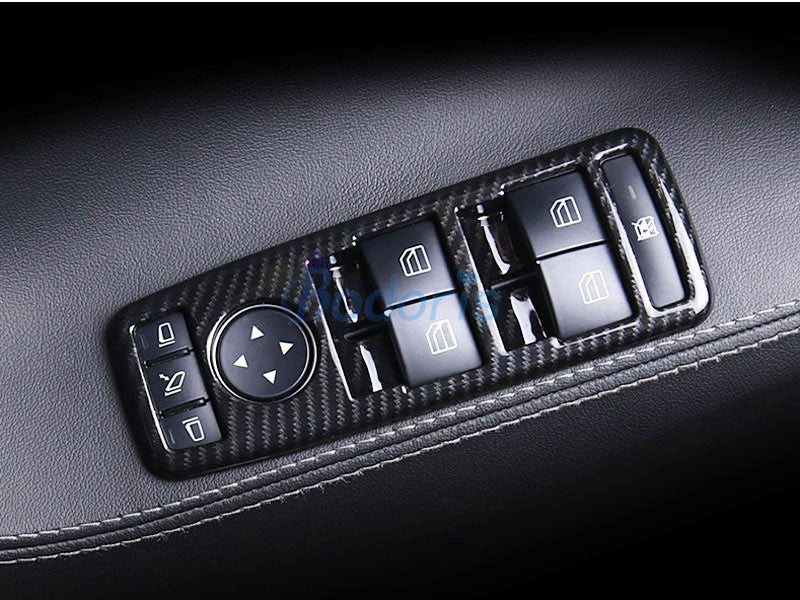 For LHD Tesla Model X 2016 2017 2018 Carbon Fiber Color Interior Window Glass Switch Overlay Frame Trim Car Styling Accessories