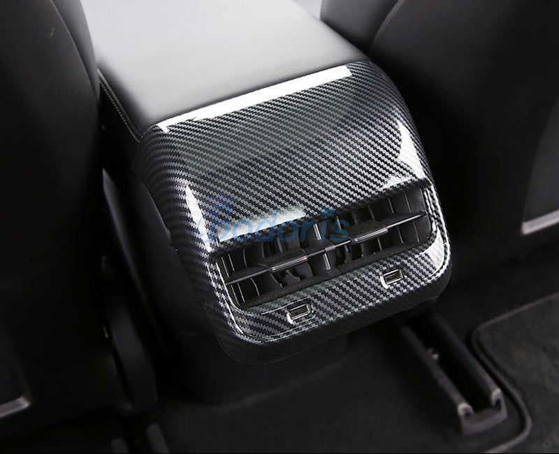 For Tesla Model 3 2017 2018 2019 Carbon Fiber Color Rear Seat Air Vent AC Outlet Vent Cover Panel Car Styling Accessories