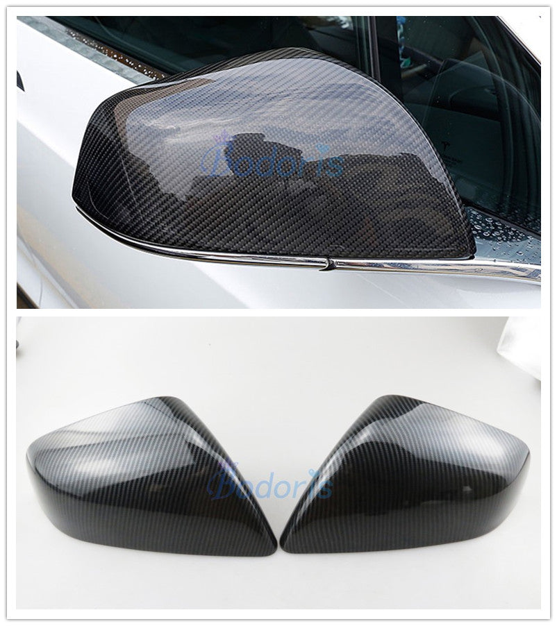For Tesla Model X 2016 2017 2018 Carbon Fiber Side Mirror Cover Rear View Overlay Frame Rearview Panel Car Styling Accessories