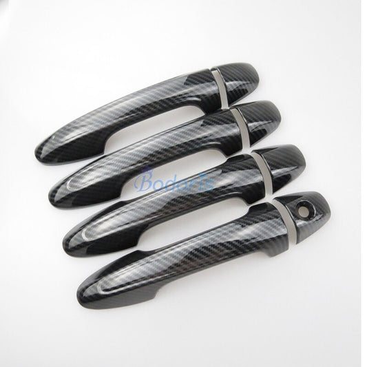 Chrome Car Styling Carbon Fiber Color Door Handle Cover Trim Overlay Panel Frame 2016 2017 For Toyota Innova Accessories