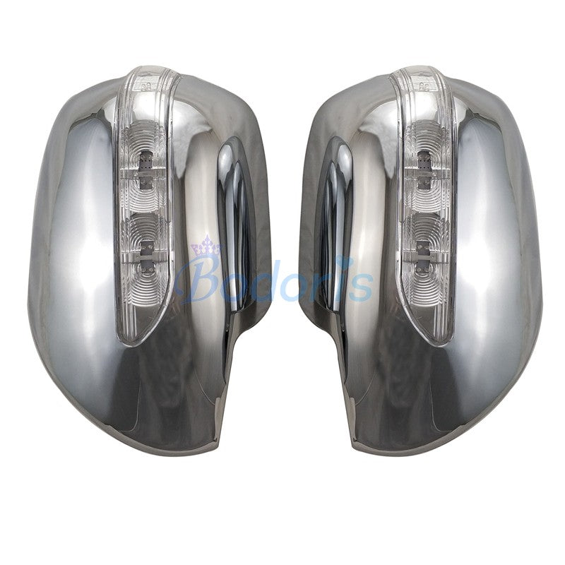 Door Mirror Cover Side Rear View Overlay With LED Lamp Chrome 2003-2009 For Toyota Land Cruiser 120 Prado FJ120 Accessories