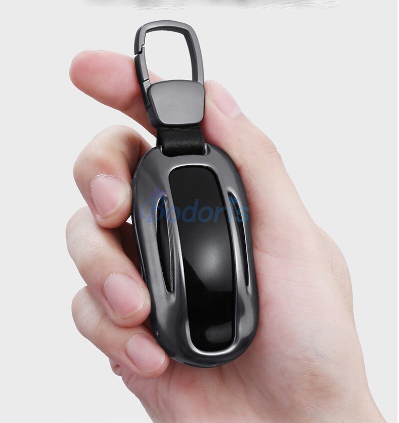 For Tesla Model X 2016 2017 2018 Silver Golden Gray Color Key Chains Case Ring Cover Chrome Car Styling Accessories