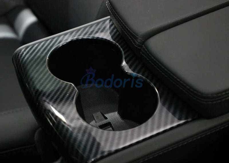 For Tesla Model X S 2016 2017 2018 Carbon Fiber Color Interior Rear Seat Armrest Cup Bottle Holder Trim Car Styling Accessories