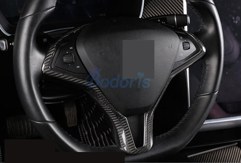 For Tesla Model X S 2016 2017 2018 Carbon Fiber Color Interior Steering Wheel Trim Overlay Frame Trim Car Styling Accessories