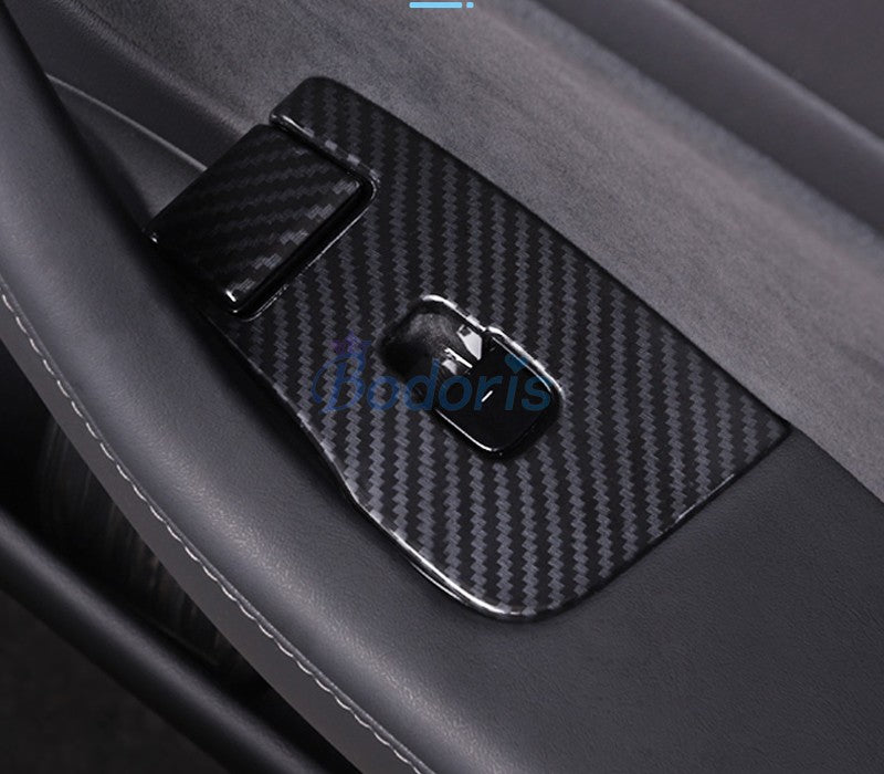 For LHD Tesla Model 3 2017 2018 2019 Carbon Fiber Color Interior Window Glass Switch Button Trim Cover Car Styling Accessories