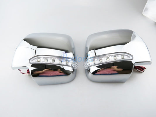 For Toyota Hiace 2005-2018 Side Wing Side Mirror Cover Rear View Overlay With LED Lamp Chrome Car Styling Accessories