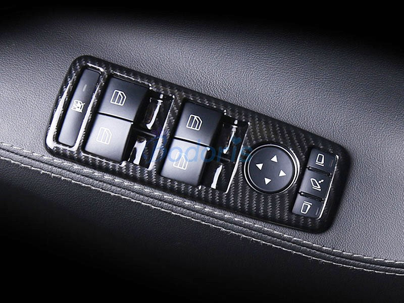 For LHD Tesla Model X 2016 2017 2018 Carbon Fiber Color Interior Window Glass Switch Overlay Frame Trim Car Styling Accessories