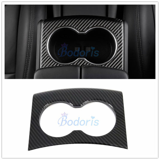 For Tesla Model X S 2016 2017 2018 Carbon Fiber Color Interior Rear Seat Armrest Cup Bottle Holder Trim Car Styling Accessories
