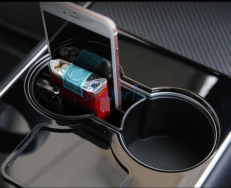 For Tesla Model 3 2017 2018 2019 Front Water Cup Holder Storage Box Armrest Console Organizer Tray Car Styling Accessories