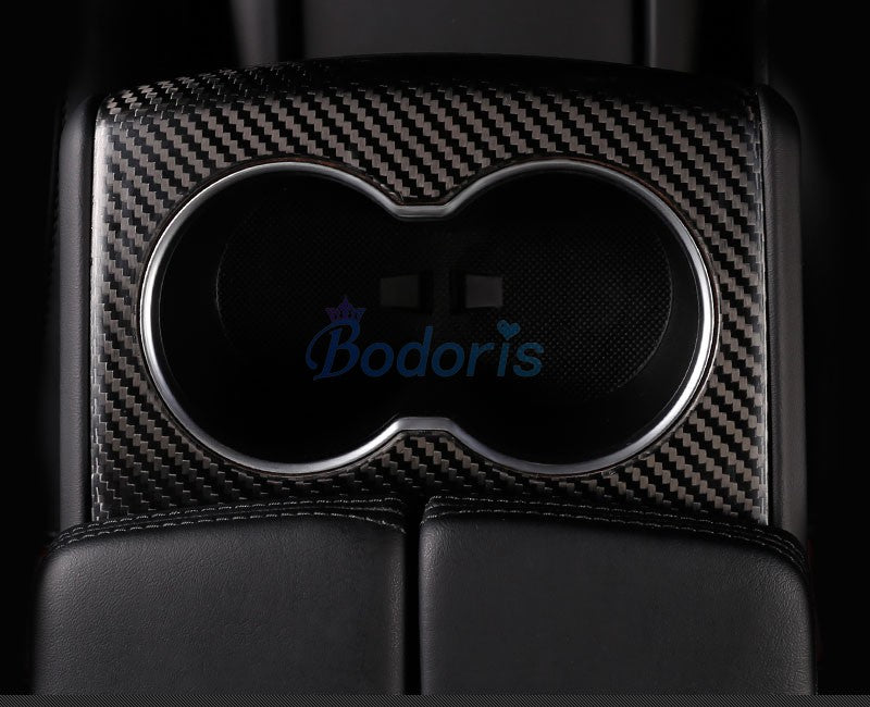 For Tesla Model X S 2016 2017 2018 Carbon Fiber Color Interior Rear Seat Armrest Cup Bottle Holder Trim Car Styling Accessories