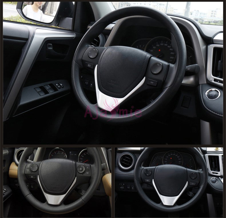 Chrome Car Styling Interior Steering Wheel Overlay Panel Trim Garnish Cover 2014 2015 2016 2017 2018 For Toyota RAV4 Accessories