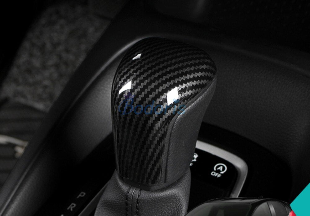 For Toyota Yaris 2020 2021 Carbon Fiber Red Silver Color Gear Knob Hand Shift Head Cover Moulding Trim Car Styling Accessories