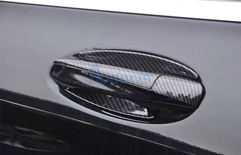 For LHD Mercedes Benz E Class W213 2016 2017 2018 Carbon Fiber Color Door Handle Cover Bowl Insert Trim Car Styling Accessories