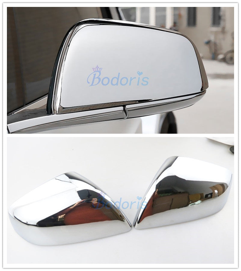 Highlight Silver Mirror Cover Wings Door Rearview Overlay Rear View Garnish Moulding 2014-2019 For Tesla Model S Accessories