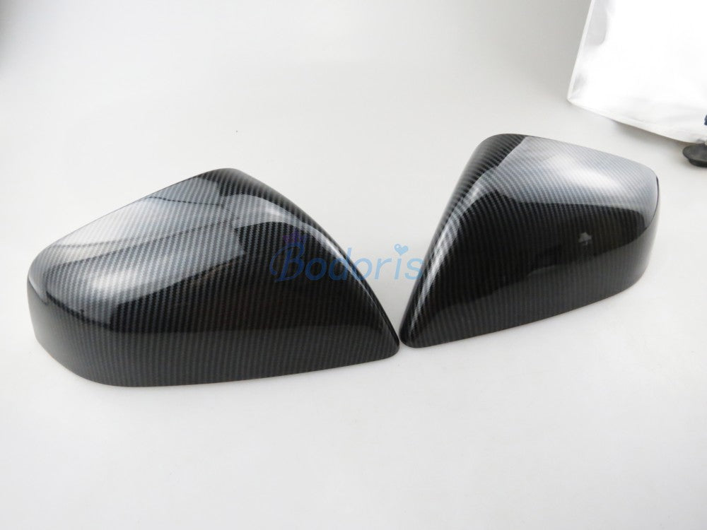 Carbon Fiber Look Mirror Garnish Moulding Cover Side Wings Rear View Overlay Panel 2014-2019 For Tesla Model S Car Accessories