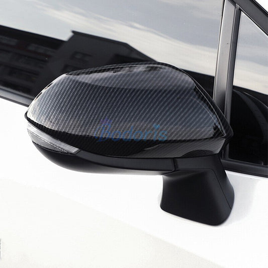 For Toyota Yaris 2020 2021 Carbon Fiber Color Side Wing Mirror Cover Door Rearview Overlay Garnish Panel Car Styling Accessories