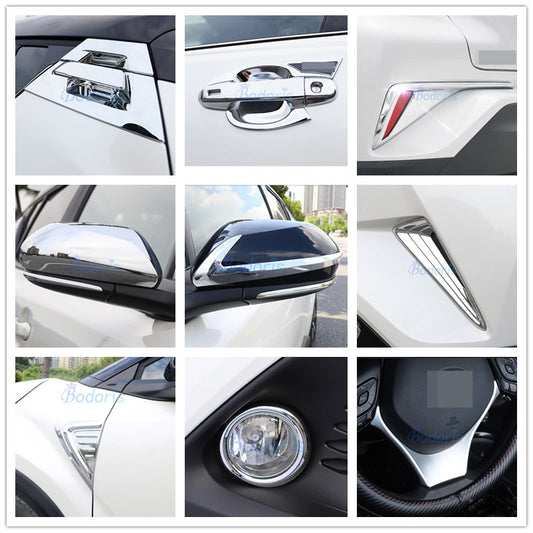 For Toyota C-HR CHR C HR 2016 2017 2018 Silver Color Fog Light Lamp Handle Mirror Rear View Cover Car Styling Accessories