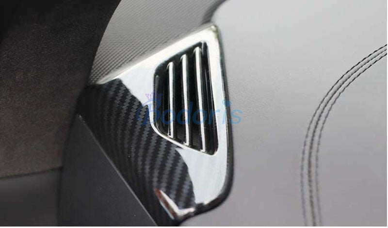 For Tesla Model X 2016 2017 2018 Carbon Fiber Color Interior Dashboard Side Vent AC Outlet Trim Cover Car Styling Accessories