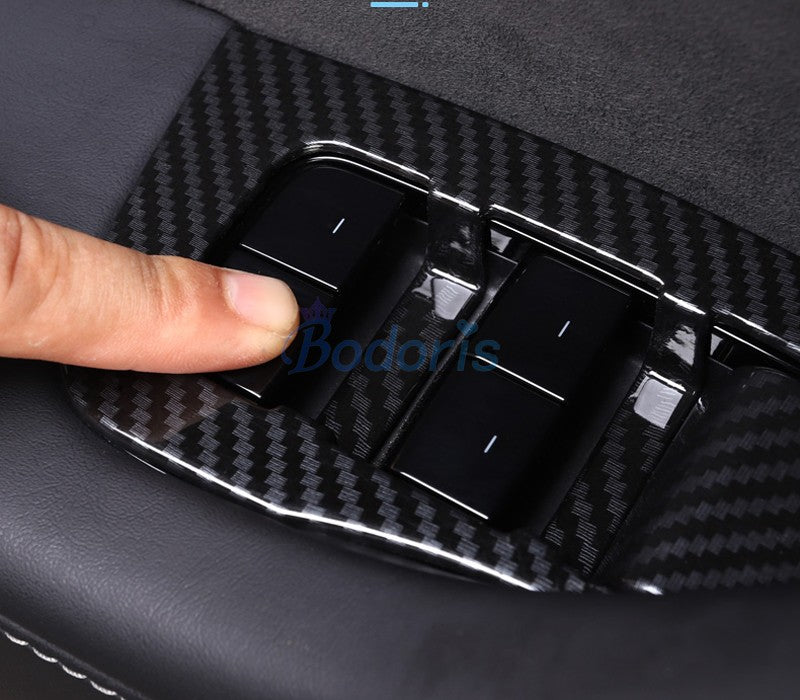 For LHD Tesla Model 3 2017 2018 2019 Carbon Fiber Color Interior Window Glass Switch Button Trim Cover Car Styling Accessories