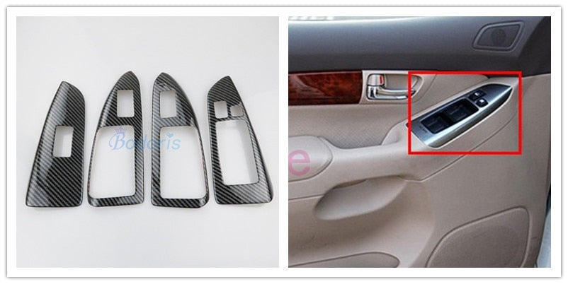 Interior Carbon Fiber Color Moulding Trims Panel Cover Outlet Strips For Toyota Land Cruiser 120 Prado FJ120 2003-2009 Accessory