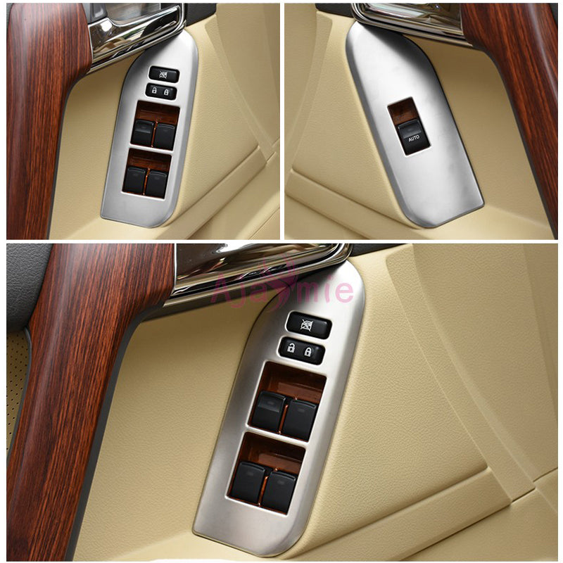 Accessories For Toyota Land Cruiser 150 Prado LC150 FJ150 2010-2018 Matt Silver Window Glass Switch Cover Chrome Car-Styling