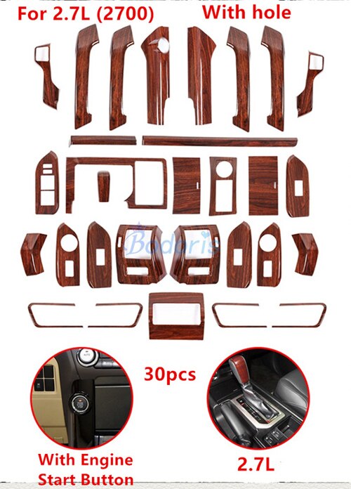 For Toyota Land Cruiser 150 Prado LC150 FJ150 2010-2017 Interior Wooden Color Garnish Trim Cover Chrome Car Styling Accessories