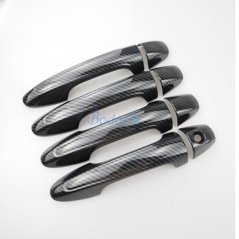 Chrome Car Styling Carbon Fiber Color Door Handle Cover Trim Overlay Panel Frame 2016 2017 For Toyota Innova Accessories