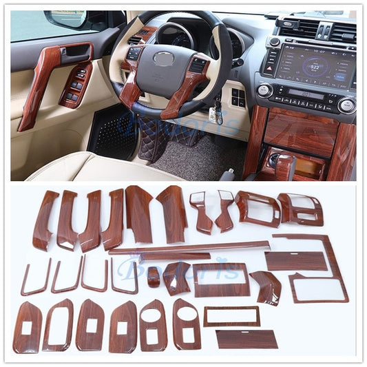 For Toyota Land Cruiser 150 Prado LC150 FJ150 2010-2017 Interior Wooden Color Garnish Trim Cover Chrome Car Styling Accessories