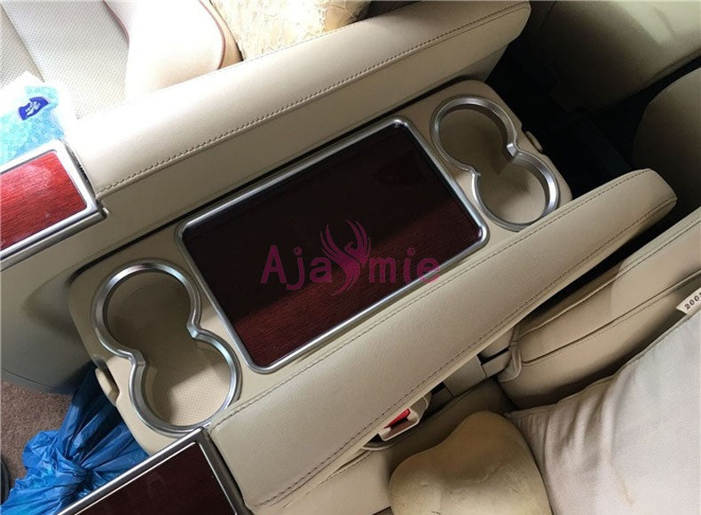 Chrome Car Styling Rear Seat Water Cup Holder Overlay Trim Panel Frame 2016-2019 For Toyota VELLFIRE 30 Alphard Accessories