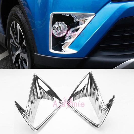 Chrome Car Styling Front Fog Lamp Cover Light Trim Foglight Overlay Panel Frame Kit For Toyota RAV4 2016 2017 Accessories