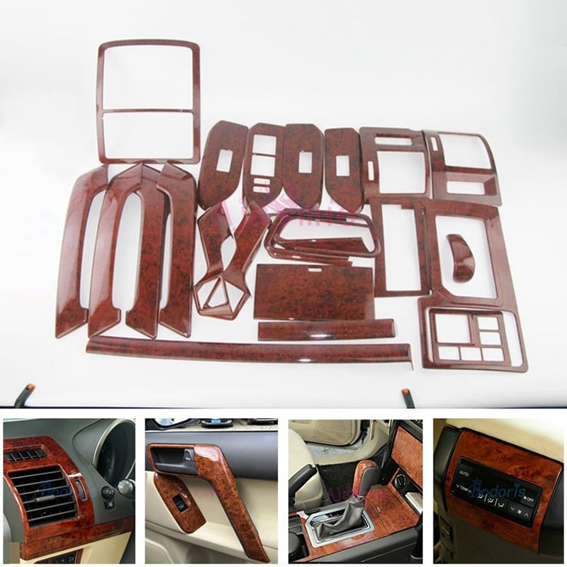 For Toyota Land Cruiser 150 Prado LC150 FJ150 2010-2017 Wooden Color Cover Trim Panel Chrome Car Styling Prado Accessories