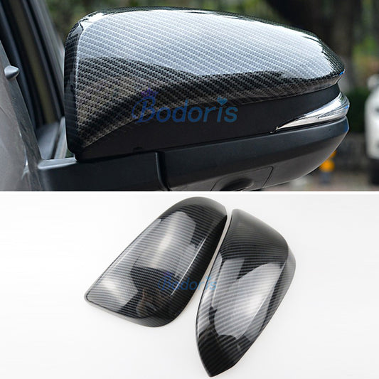 Car Styling Carbon Fiber Color Door Mirror Cover Overlay Rear View Panel Rearview Trim 2016 2017 For Toyota Innova Accessories