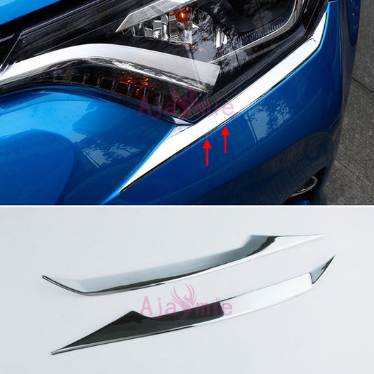 Chrome Car Styling Headlight Eyebrow Trim Front Lamp Cover Panel Overlay Frame 2016 2017 For Toyota RAV4 Car Styling Accessories