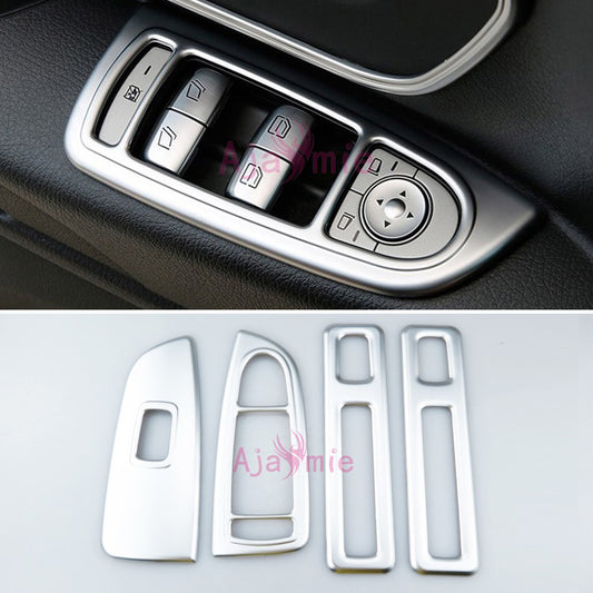 Chrome Styling Window Glass Armrest Lift Overlay Trim Cover 2016 2017 For Mercedes-Benz Vito Valente Metris W447 Accessories