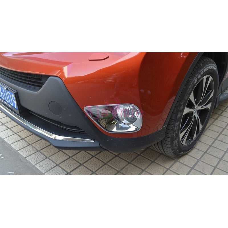 Chrome Car Styling Front Rear Fog Lamp Cover Foglight Overlay Trim Panel Frame Kit 2014 2015 For Toyota RAV4 Accessories