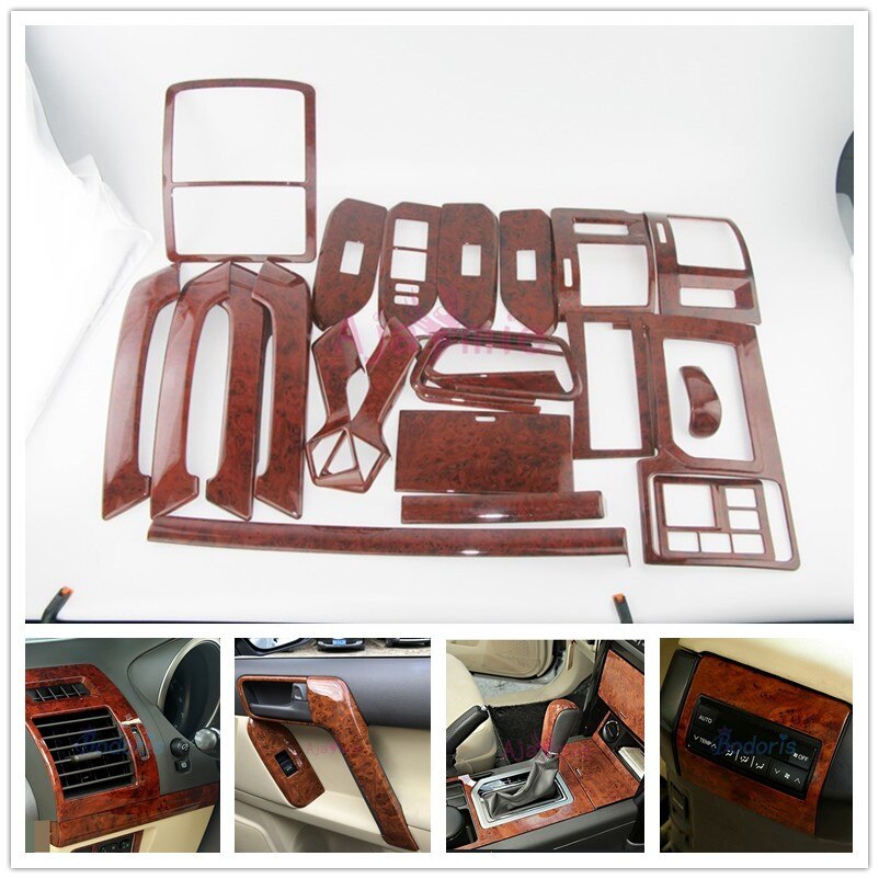 Interior Wooden Color Cover Garnish Trim Chrome Car Styling For Toyota Land Cruiser 150 Prado LC150 FJ150 2010-2017 Accessories