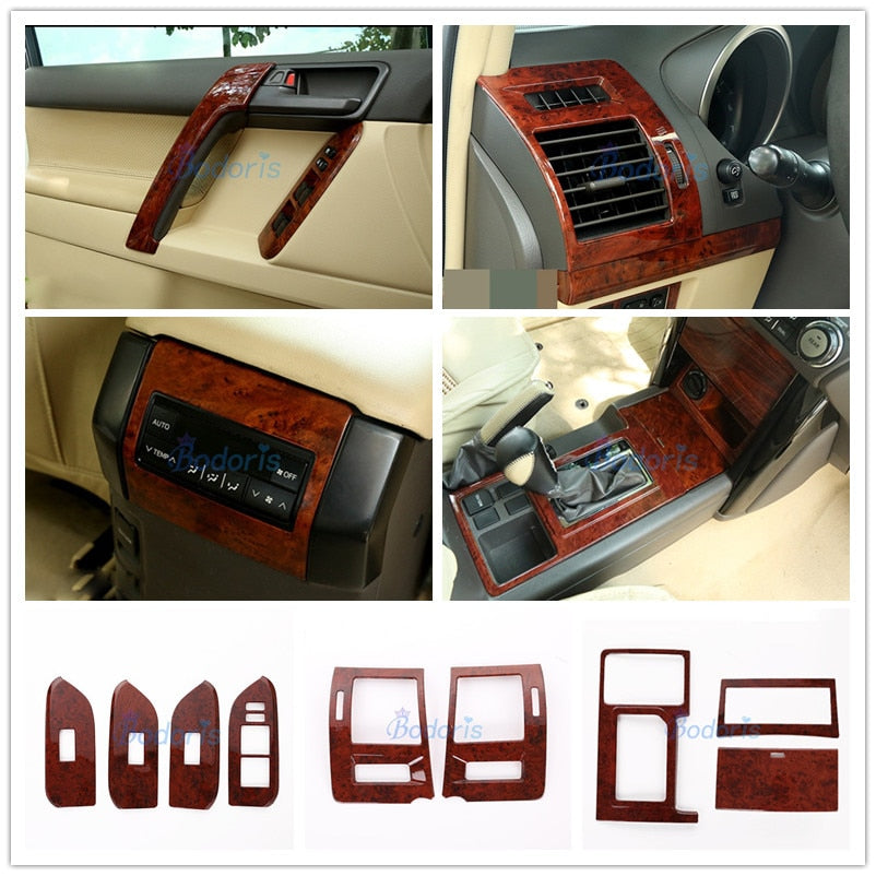 Interior Wooden Color Cover Garnish Trim Chrome Car Styling For Toyota Land Cruiser 150 Prado LC150 FJ150 2010-2017 Accessories