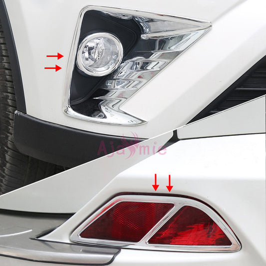 Chrome Car Styling Front Rear Fog Lamp Cover Light Trim Foglight Overlay Panel Frame Kit 2016 2017 For Toyota RAV4 Accessories