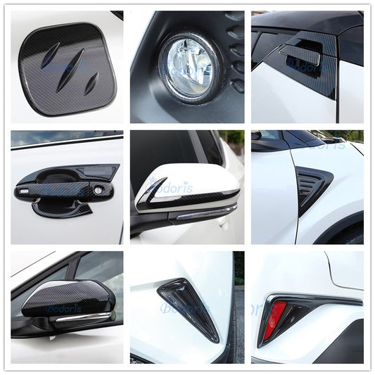 For Toyota C-HR CHR C HR 2016 2017 2018 Carbon Fiber Color Fog Light Lamp Handle Mirror Rear View Cover Car Styling Accessories